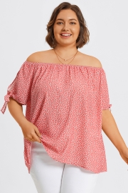 Loose Cut Off-Shoulder Tie Detail Top