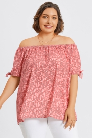 Loose Cut Off-Shoulder Tie Detail Top