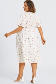 Floral Printed Ruffle Sleeve Pocket Belted Maxi Dress