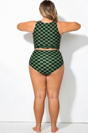 Plus Size Green Check High Waisted Bottom