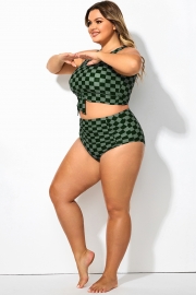 Plus Size Green Check High Waisted Bottom