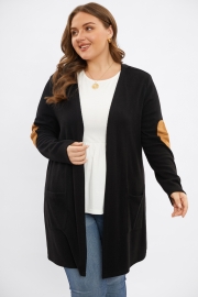 Black Figure-Flattering Fit With Pockets Long Cardigan