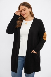 Black Figure-Flattering Fit With Pockets Long Cardigan