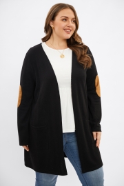 Black Figure-Flattering Fit With Pockets Long Cardigan