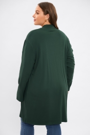 Hunter Green Loose Pocket Light Mid Long Cardigan