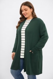 Hunter Green Loose Pocket Light Mid Long Cardigan