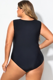 Blue Zip Front Tummy Control One Piece Swimsuit