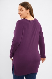 Purple Criss Cross Long Sleeve Loose Sweatshirt Tunic