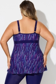 Meteor Striped Print Square Neck Tankini Top