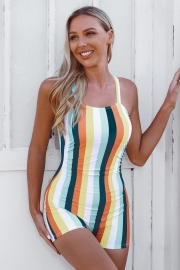 Stripe Square Neck onepiece