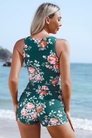 Floral Print High Neck Tankini Set with short