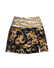 Filigree Status Print Square Neck Tankini Top with Skirt