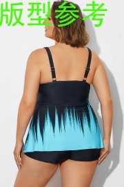 Black And White Ombre Twisted Front Adjustable Tankini Top