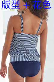 Plus Size Scoop Neck Striped Loose Modest Tankini Top