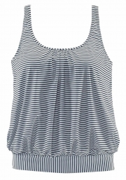 Plus Size Scoop Neck Striped Loose Modest Tankini Top