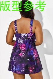 Gungle Green Wide Strap Tie Front V-Neck Lady Swimdress