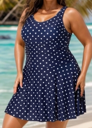 Polka Dot Modest Tummy Control Vintage Swimdress Set