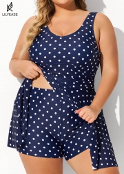 Polka Dot Modest Tummy Control Vintage Swimdress Set