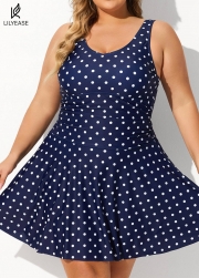 Polka Dot Modest Tummy Control Vintage Swimdress Set