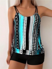 Striped & Polka Dot Print Tankini Sets