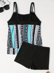 Striped & Polka Dot Print Tankini Sets