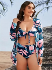 Plus Size Boho Bikini 3 Piece Set