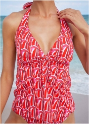 Halter Red Tankini Set