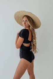 PUFF SLEEVE ONE PIECE IN BLACK