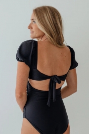 PUFF SLEEVE ONE PIECE IN BLACK