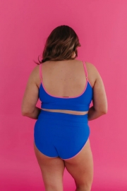 MALIBU TWO PIECE IN ROYAL BLUE AND ELECTRIC PINK TRIM