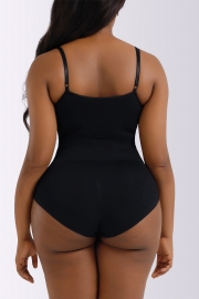 Black Adjustable Snap Button Scoop Neck Bodysuit