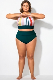 Plus Size Multi Colorblock Patchwork Bikini Bottom