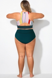 Plus Size Multi Colorblock Patchwork Bikini Bottom
