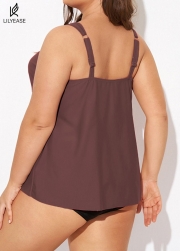 Plus Size Brown Flowy Layered Tankini Top
