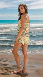 Square neck tankini with shorts